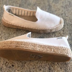 Soludos espadrille smoking slipper white , 6.5